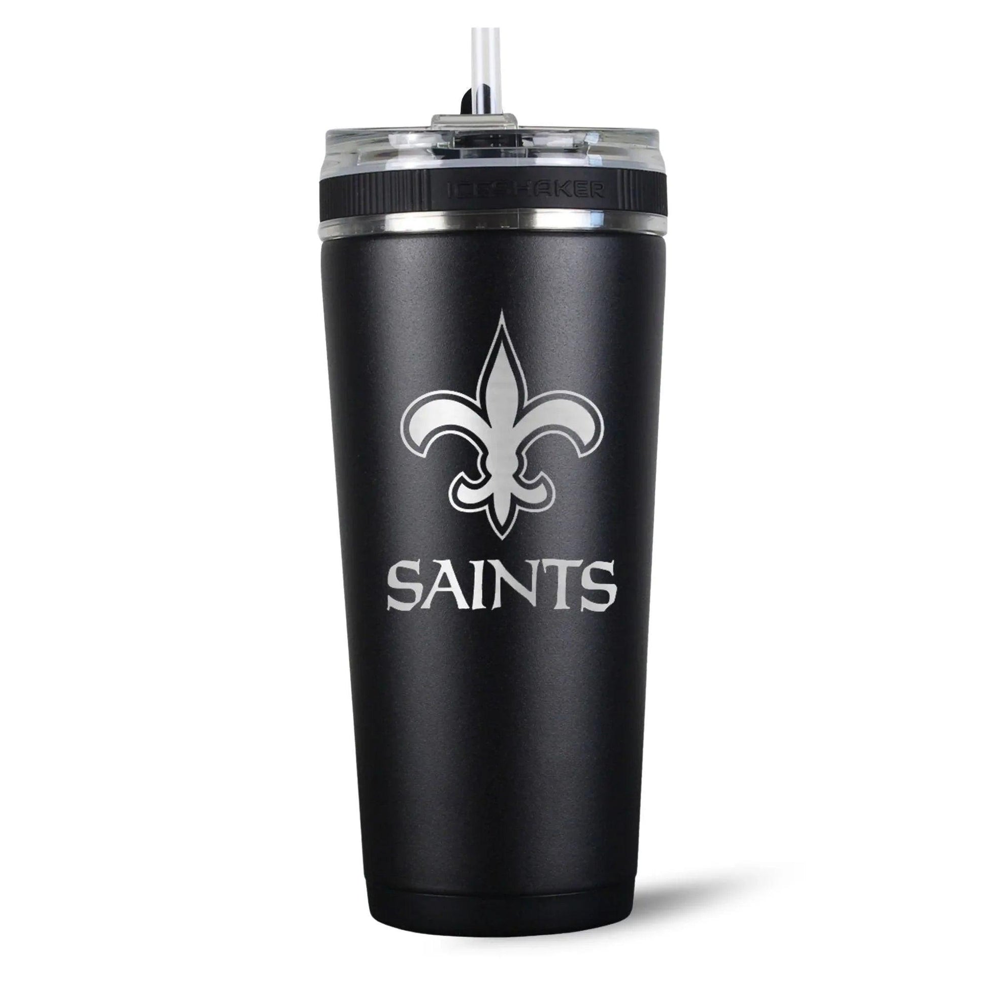26FlexBlack-C_NFL_26ozFlexBottle_NewOrleansSaints_Black_Back_shadow - GOLF LEAGUE