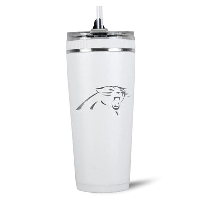 26FlexWhite-C_NFL_26ozFlexBottle_CarolinaPanthers_White_Back_Shadow - GOLF LEAGUE