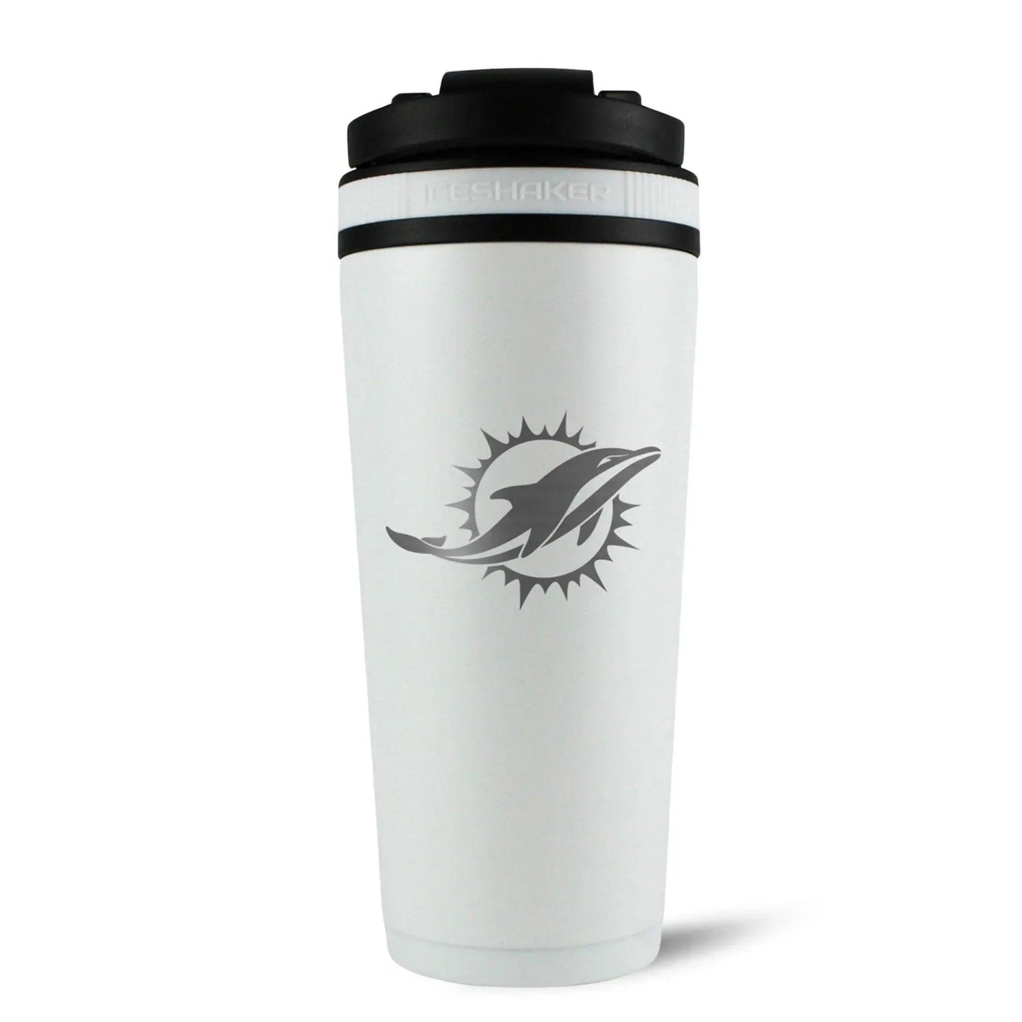 26WHITE-C_NFL_MiamiDolphins_26ozIceShaker_White_Back_shadow - GOLF LEAGUE
