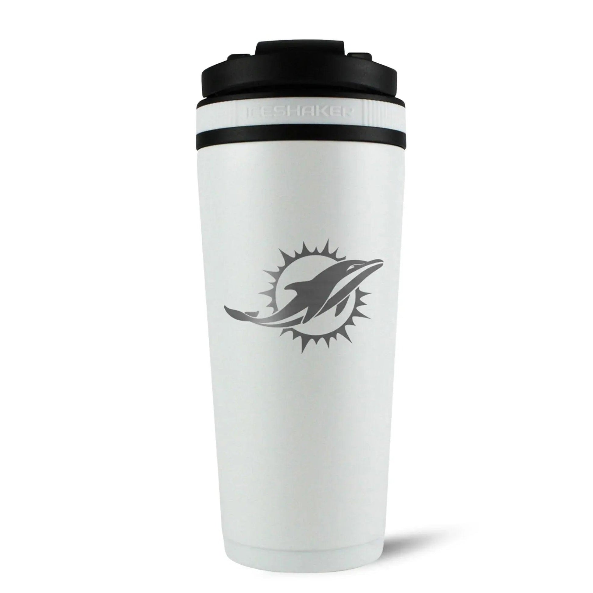 26WHITE-C_NFL_MiamiDolphins_26ozIceShaker_White_Back_shadow - GOLF LEAGUE