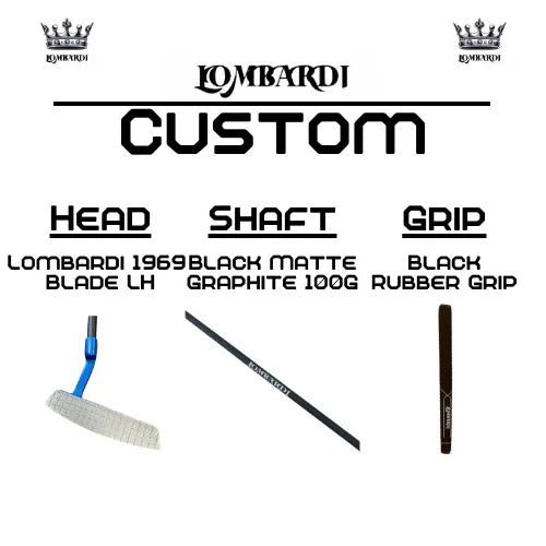 Lombardi Golf Custom Blue 1969 Double Wide Blade Left Hand Golf Putter - GOLF LEAGUE