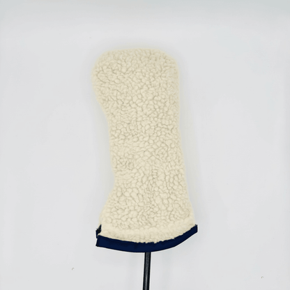 Cream Sherpa Driver Headcover w/ Navy Trim - Just4Golf