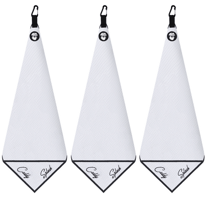 Magnetic Golf Towel with Ball Pocket - White