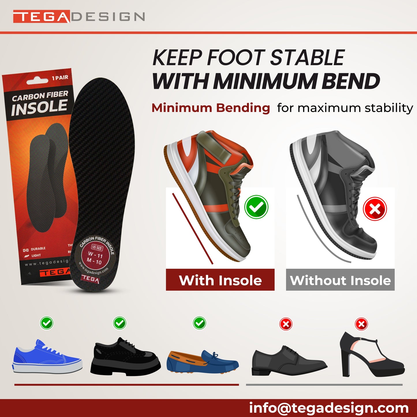 Rigid Carbon Fiber Insole (1.3mm)