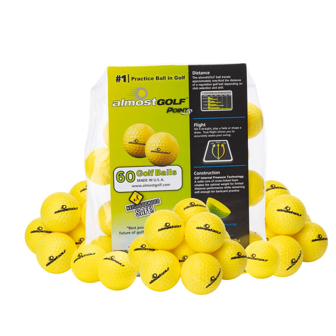 almostGOLF 60 Pack Practice Golf Balls – Practice Your Golf Game Safely Anywhere, Anytime