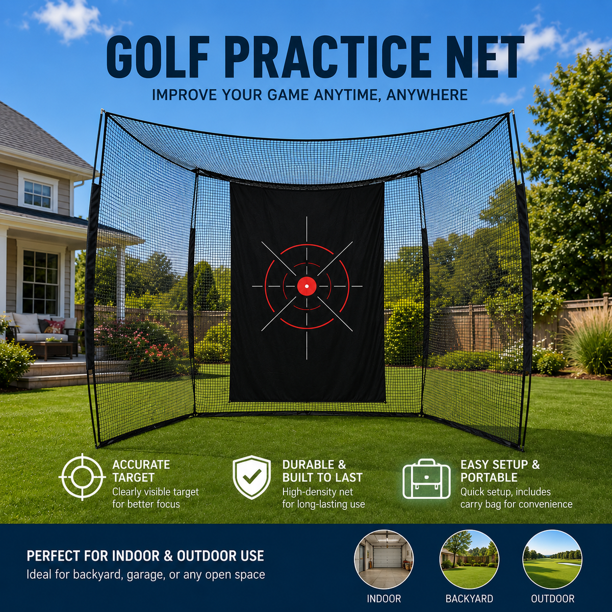 Golf Range Cage – 10 × 8 × 5 ft