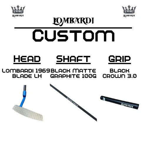 Lombardi Golf Custom Blue 1969 Double Wide Blade Left Hand Golf Putter - GOLF LEAGUE