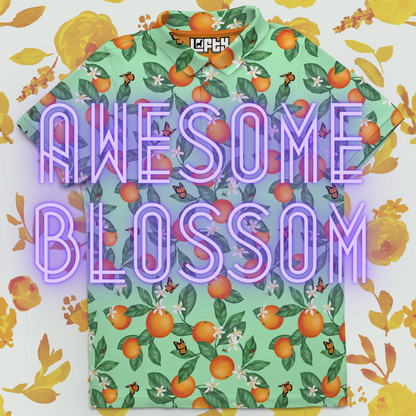 Awesome Blossom | Orange Blossom Pattern Golf Polo for Men