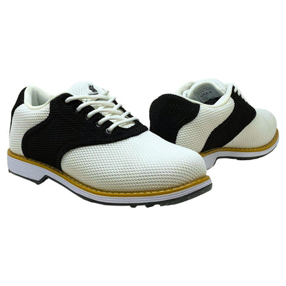 SKŌNI Men's Golf Shoe Waterproof- Black/White Saddle