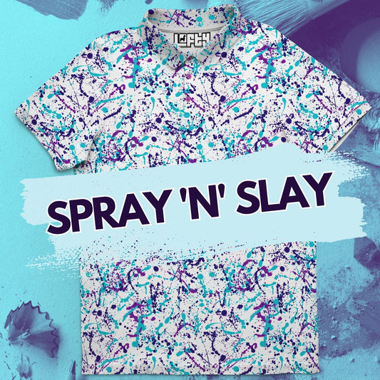Spray 'N' Slay | 90's Jazz Color Paint Splatter Golf Polo for Men (RELAXED FIT)