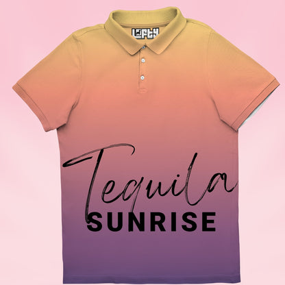 Tequila Sunrise | Cool/Fun Gradient Golf Polo Shirt for Men