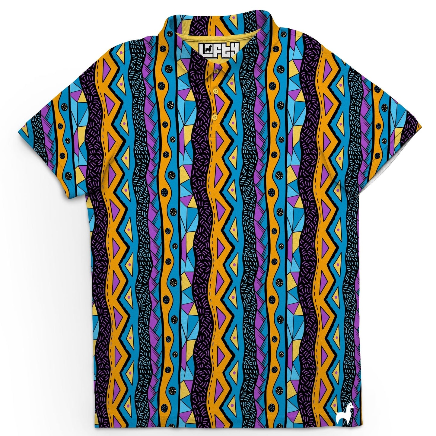 Bump and Rum | Fun and Crazy Tribal Pattern Golf Polo for Men (ATHLETIC FIT)