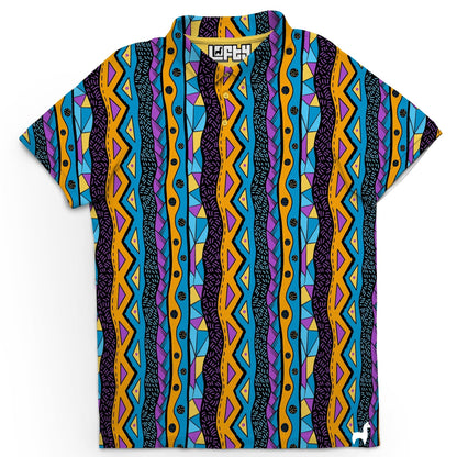 Bump and Rum | Fun and Crazy Tribal Pattern Golf Polo for Men (ATHLETIC FIT)