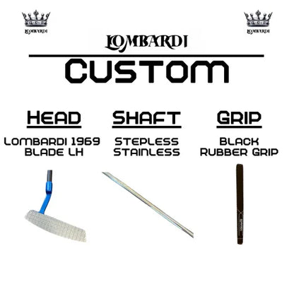 Lombardi Golf Custom Blue 1969 Double Wide Blade Left Hand Golf Putter - GOLF LEAGUE
