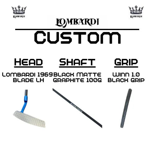 Lombardi Golf Custom Blue 1969 Double Wide Blade Left Hand Golf Putter - GOLF LEAGUE