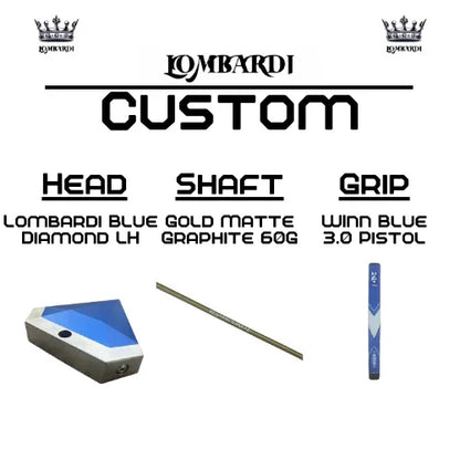 Lombardi Golf Custom Blue Diamond Left Hand Mallet Golf Putter - GOLF LEAGUE