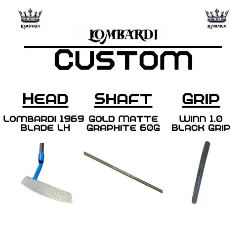 Lombardi Golf Custom Blue 1969 Double Wide Blade Left Hand Golf Putter - GOLF LEAGUE