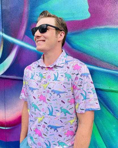 Jurassic Par | Funny Retro Dinosaur Golf Polo for Men (ATHLETIC FIT)