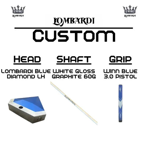 Lombardi Golf Custom Blue Diamond Left Hand Mallet Golf Putter - GOLF LEAGUE