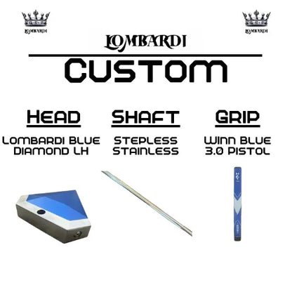 Lombardi Golf Custom Blue Diamond Left Hand Mallet Golf Putter - GOLF LEAGUE