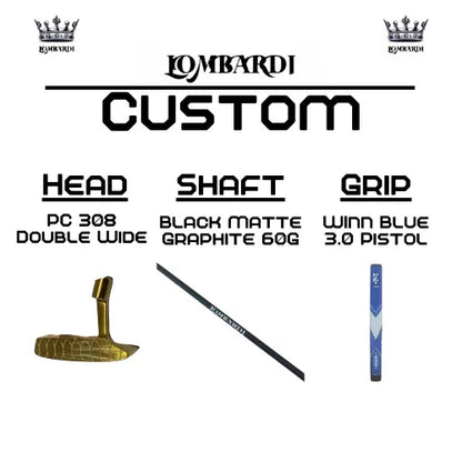 Lombardi Golf Custom Gold PC-308 Double Wide Blade-Golf Putter - GOLF LEAGUE