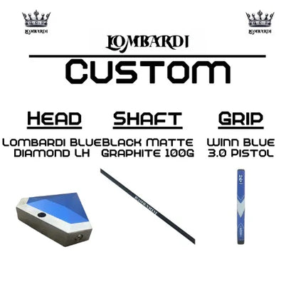 Lombardi Golf Custom Blue Diamond Left Hand Mallet Golf Putter - GOLF LEAGUE