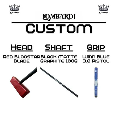 Lombardi Golf Custom Red Blocstar Blade Golf Putter - GOLF LEAGUE