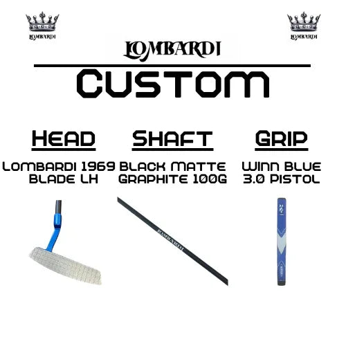 Lombardi Golf Custom Blue 1969 Double Wide Blade Left Hand Golf Putter - GOLF LEAGUE