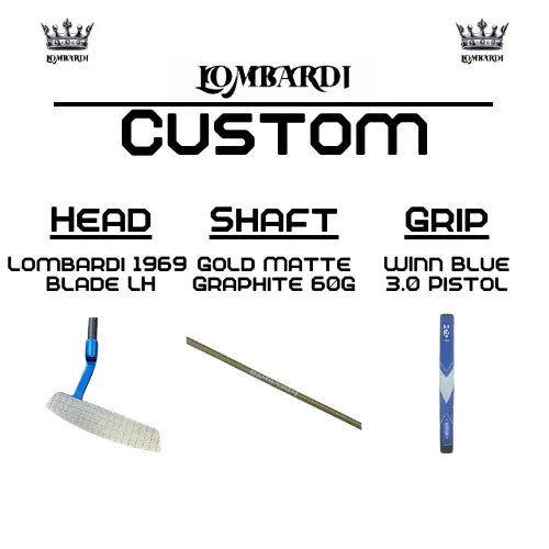 Lombardi Golf Custom Blue 1969 Double Wide Blade Left Hand Golf Putter - GOLF LEAGUE