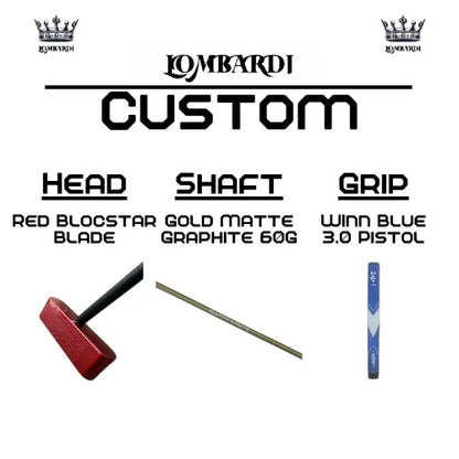 Lombardi Golf Custom Red Blocstar Blade Golf Putter - GOLF LEAGUE