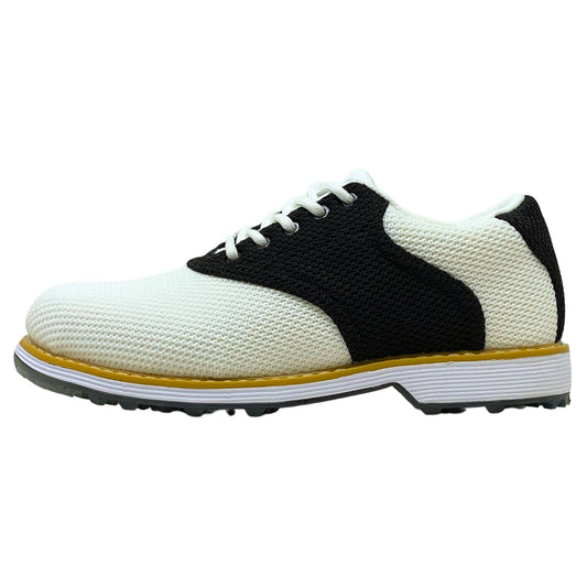 SKŌNI Men's Golf Shoe Waterproof- Black/White Saddle