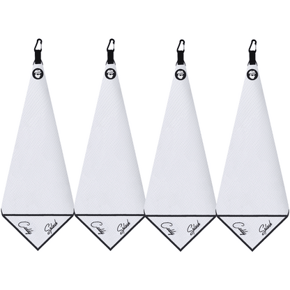 Magnetic Golf Towel with Ball Pocket - White