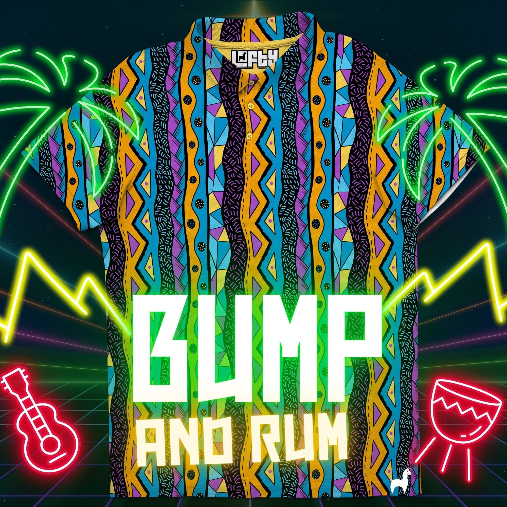 Bump and Rum | Fun and Crazy Tribal Pattern Golf Polo for Men (ATHLETIC FIT)
