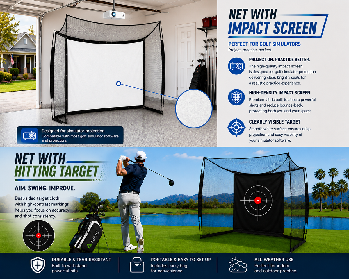 Golf Range Cage with Impact Screen – 10 × 8 × 5 ft