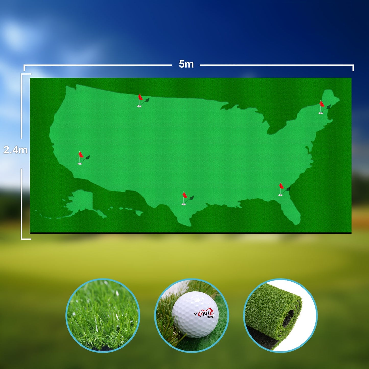 Golf Putting Green (8ft x 16ft, Style US Map)