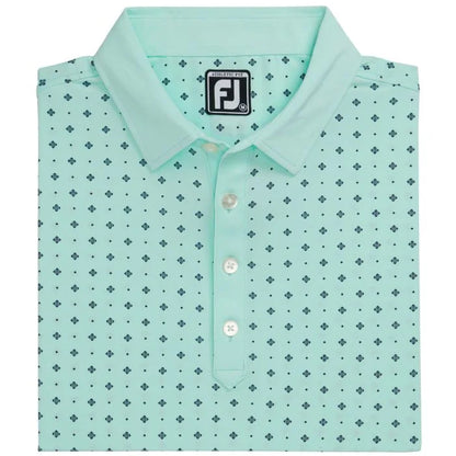 FootJoy Athletic Fit Deco Print Self Collar Golf Polo - Light Blue/Navy #27997