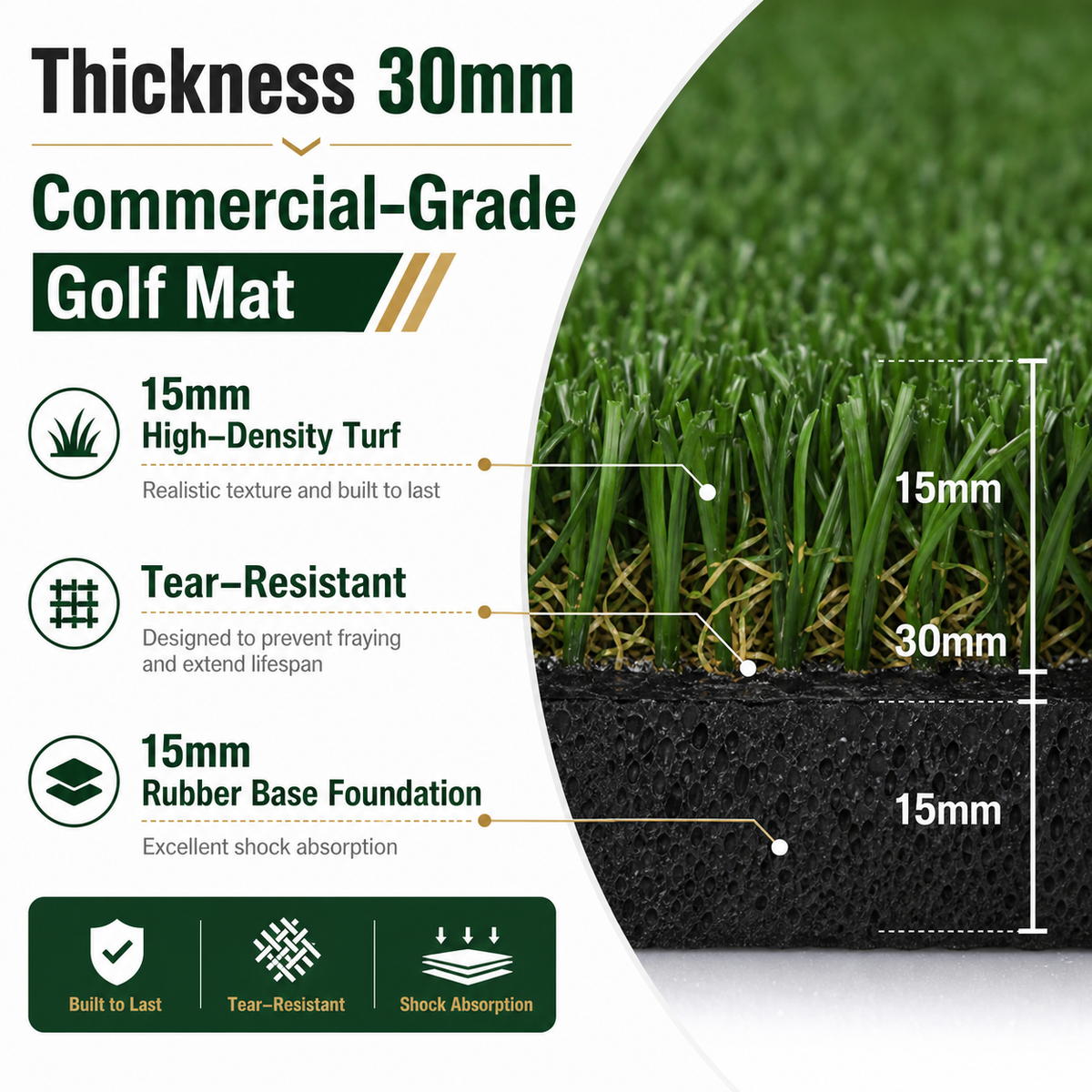 Golf Hitting Mat – 5 × 5 ft