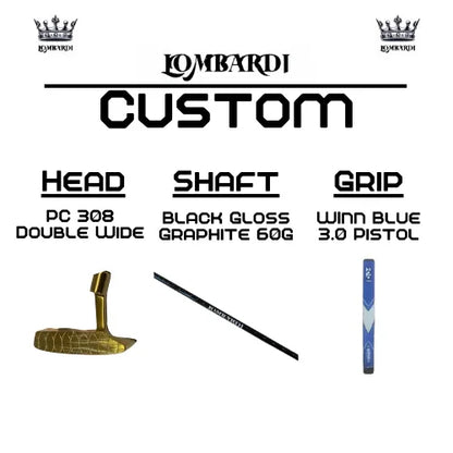 Lombardi Golf Custom Gold PC-308 Double Wide Blade-Golf Putter - GOLF LEAGUE