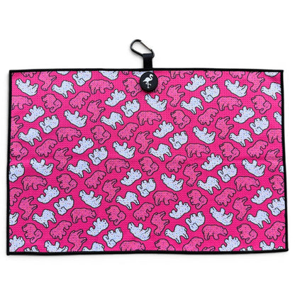 Frosted Animal Cookie Golf Towel | 24” x 16” Microfiber Towel | Magnetic Clip & Carabiner | Premium Golf Accessory