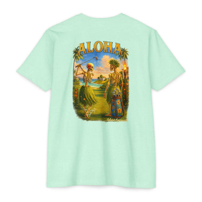 Aloha Island Skeleton Hawaiian Couple Golf T-Shirt
