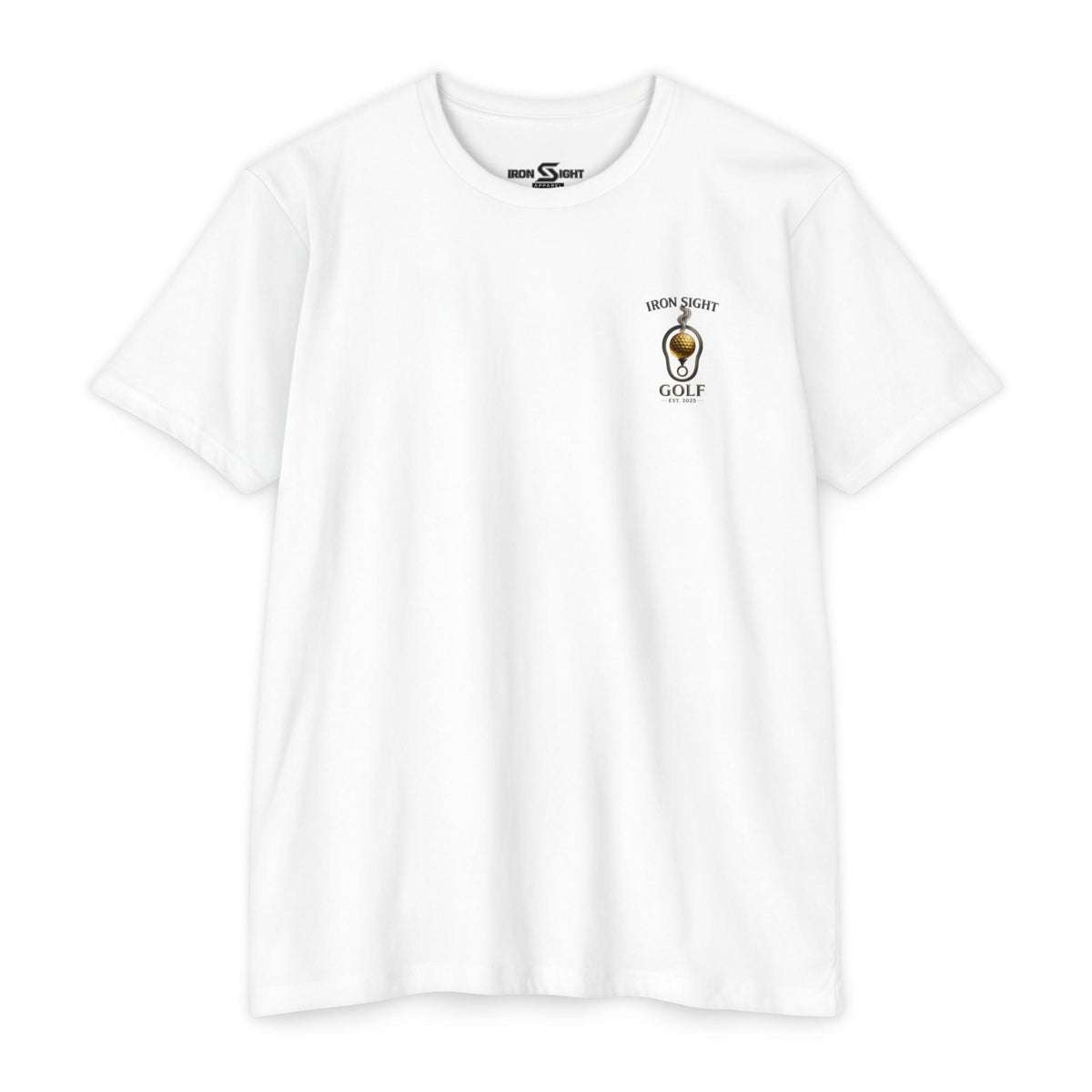 Iron Sight Golf T‑Shirt — Vintage Golf Ball & Iron Sight Logo