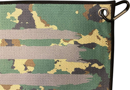 Microfiber Golf Towels -  Military Camo Golf Towel with Carabiner Clip - Cool Gift Idea