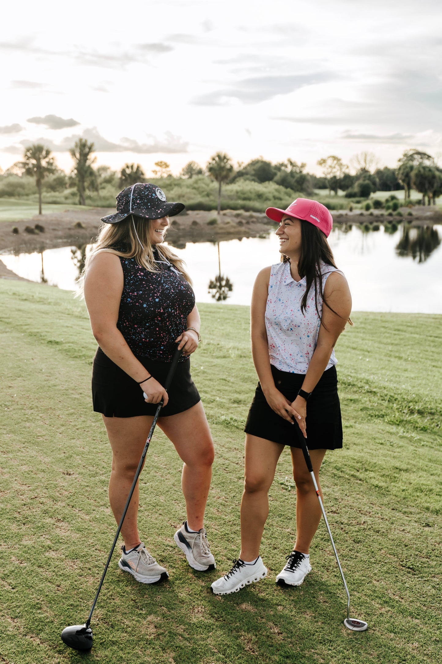 Womens Black Paint Splatter Polo