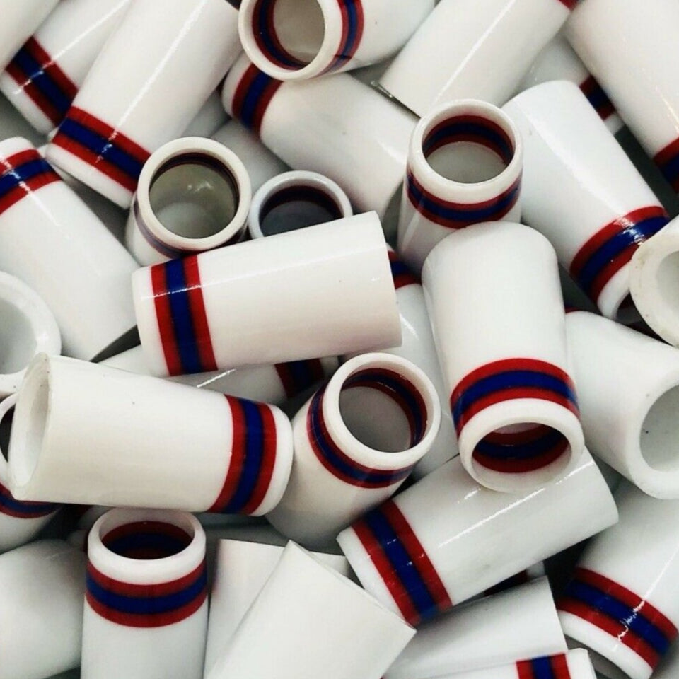 Premium Quality Iron Ferrules White w/ Blue & Red Rings 1”