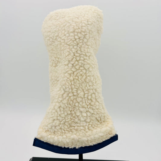 Cream Sherpa Driver Headcover w/ Navy Trim - Just4Golf