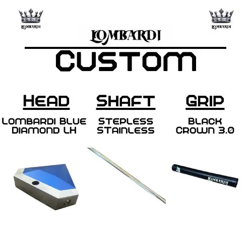 Lombardi Golf Custom Blue Diamond Left Hand Mallet Golf Putter - GOLF LEAGUE