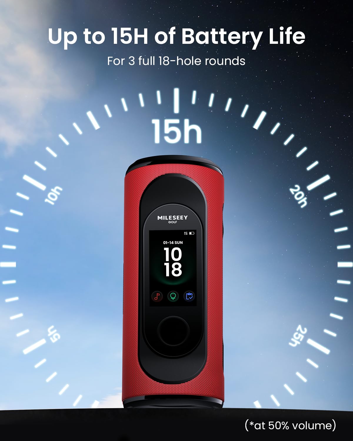 MILESEEY GeneSonic Pro Golf Speaker with Detachable GPS Rangefinder Handheld, 43000+ No Subscription Preloaded Courses, View & Audible Distances,Touchscreen, 15H Battery, Magnetic, Waterproof,Hazard