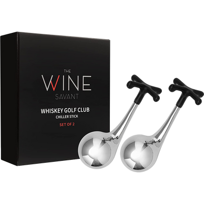 Golf Stick Shaped Stainless Steel Whiskey Stones, Whiskey Rocks, Great for Entertaining Guests, 2 Stones Rocks Cubes for Whiskey, Bourbon Vodka, Scotch, Metal Chillers Golf Gifts for Dad