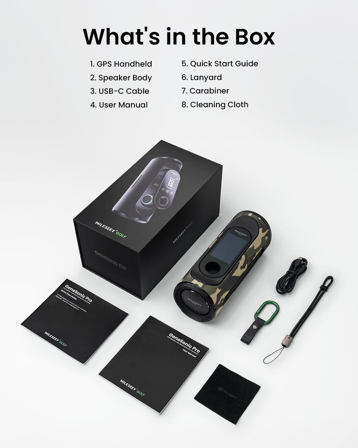 MILESEEY GeneSonic Pro Golf Speaker with Detachable GPS Rangefinder Handheld, 43000+ No Subscription Preloaded Courses, View & Audible Distances,Touchscreen, 15H Battery, Magnetic, Waterproof,Hazard