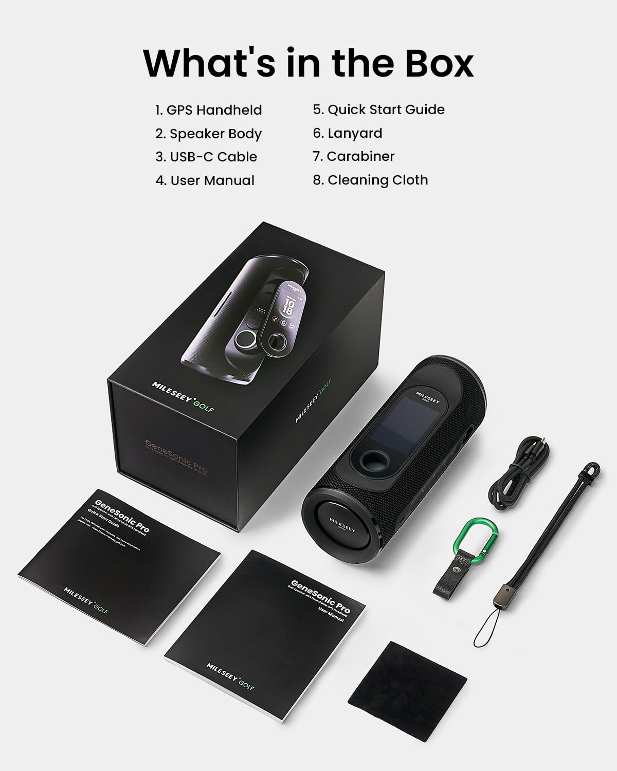 MILESEEY GeneSonic Pro Golf Speaker with Detachable GPS Rangefinder Handheld, 43000+ No Subscription Preloaded Courses, View & Audible Distances,Touchscreen, 15H Battery, Magnetic, Waterproof,Hazard